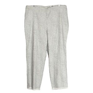 Alfani Gray Abstract Stripe Print Fringe Pull On Stretchy Ankle Pants 20W NWT